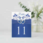 Royal Blue, White Floral Hearts Carte Numéro de ta (Debout devant)