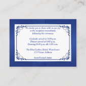 Royal Blue, White Floral Mariage Carte de réceptio (Dos)