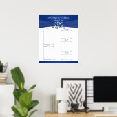 Royal Blue, White Floral Reception Seating Chart 2 Poster (Thuiskantoor)