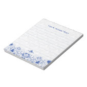 Royal Blue & White Floral Swirls & Damascus Notitieblok (Gedraaid)