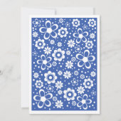 Royal Blue White Floral Wedding Invitation Kaart (Achterkant)