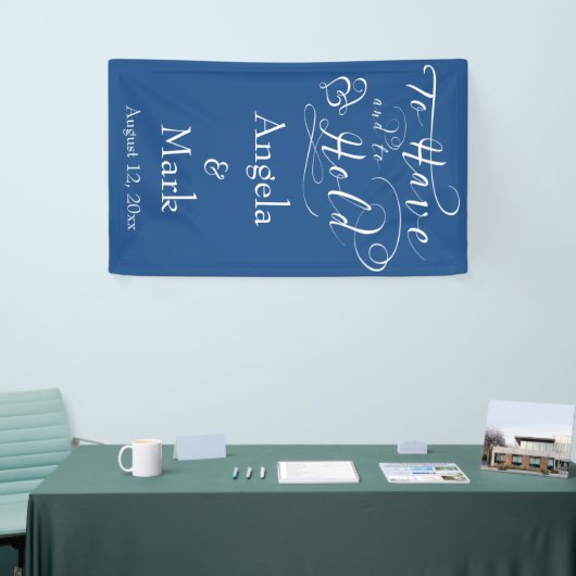 Royal Blue White Gepersonaliseerde Trouwbanner Spandoek (Beurs)