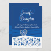 Royal Blue, White Heart of Love Faire-part de mari (Devant / Derrière)