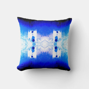 Royal Blue White Mediterranean Symmetrisch Mozaïek Kussen