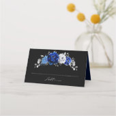 Royal Blue White Metallic Silver Floral Wedding Pl (Voorkant)
