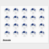 Royal Blue White Metallic Silver Floral Wedding Ronde Sticker (Vel)