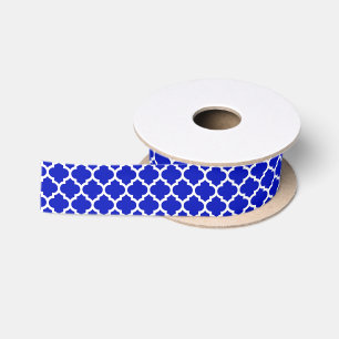 Royal Blue White Moroccan Quatrefoil Pattern #5 Lint