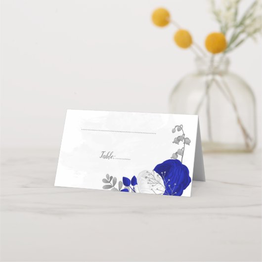 royal blue & white Silver botanical bruiloft (Voorkant)
