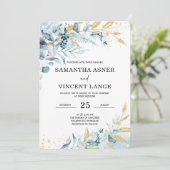 Royal Blue White Silver Floral Faire-part de maria (Debout devant)