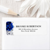Royal Blue White Silver Metallic Floral Wedding Etiket (Insitu)