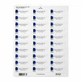 Royal Blue White Silver Metallic Floral Wedding Etiket (Full Sheet)