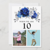 Royal Blue White Silver Metallic Table Number Kaar Kaart (Voorkant)