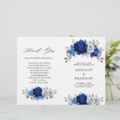 Royal Blue White Silver Metallic Wedding Programme (Debout devant)