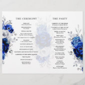 Royal Blue White Silver Metallic Wedding Programme (Dos)