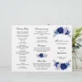 Royal Blue White Silver Tri-fold Wedding Programme (Debout devant)
