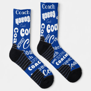 Royal Blue White Specialized Coach Gift Name Art Sokken