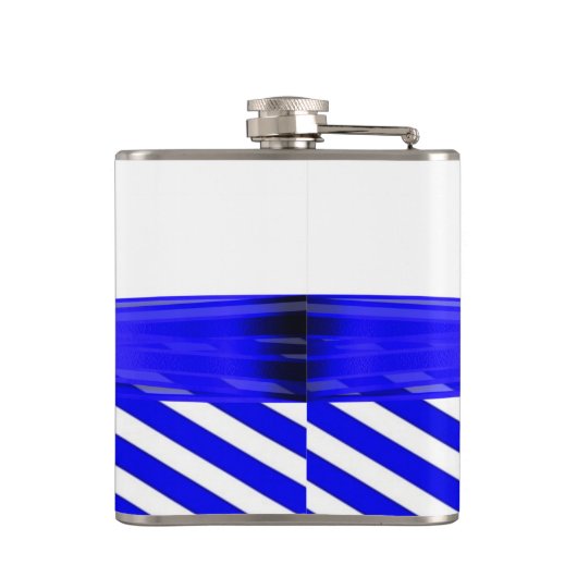 Royal Blue White Stripe Wedding Verloving Heupfles (Achterkant)