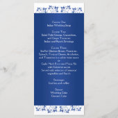 Royal Blue, wit Bloemen Gevoegde harten Menu Kaart (Achterkant)