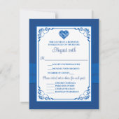 Royal Blue, wit hart van liefde bruiloft RSVP Kaar (Achterkant)