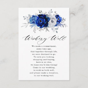Royal Blue Wit Zilver Metallic Wishing Well Informatiekaartje