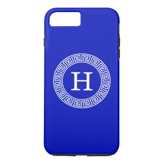 Royal Blue WT Grieks Sleutel RND Lijst Initiaal Mo Case-Mate iPhone Case (Achterkant)