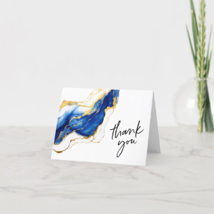Royal Blue Yellow Gold Elegant Afstuderen Bedankkaart