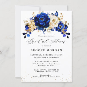 Royal Blue Yellow Gold Floral Vrijgezellenfeest Kaart