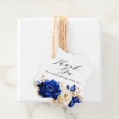 Royal Blue Yellow Gold Floral Weddenschap Bedankt Bedankjes Labels (In situ)