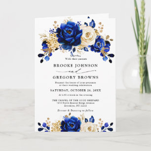 Royal Blue Yellow Gold Metallic Floral Wedding