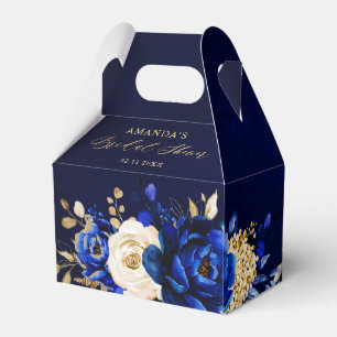 Royal Blue Yellow Gold Metallic Vrijgezellenfeest Bedankdoosjes