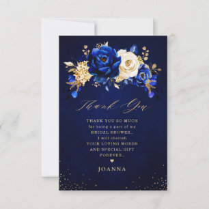 Royal Blue Yellow Gold Metallic Vrijgezellenfeest Bedankkaart