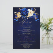 Royal Blue Yellow Gold Metallic Wedding Menu (Staand voorkant)