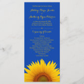 Royal Blue Yellow Sunflower Programme de mariage (Devant)
