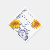 Royal Blue Yellow Sunflower Servetten (Hoek)