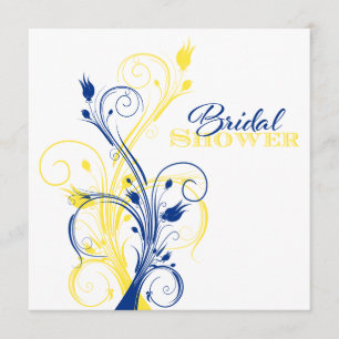Royal Blue, Yellow, White Floral Vrijgezellenfeest Kaart