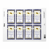 Royal Blue Yellow Zonnebloemen Wedding Wine Label (Full Sheet)