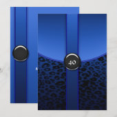 Royal Blue Zebra verjaardagsfeestje uitnodigingen (Voorkant / Achterkant)