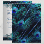 Royal Blue Zilver Royal Indian Peacock Bruiloft Kaart (Voorkant / Achterkant)