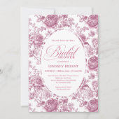 Royal Blush Velvet Rose Pattern Bridal Shower Kaart (Voorkant)
