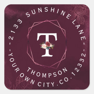 Royal Bourgogne Floral Monogram Circulair Label