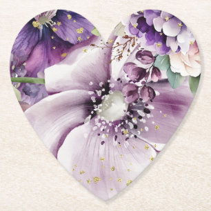 Royal Brits Paarse Bloemen Papier Onderzetter