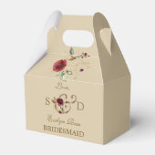 Royal Burgundy Gold Flowers Monogram Weddenschap Bedankdoosjes (Voorkant Zijde)