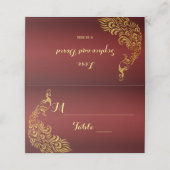 Royal Burgundy Gold Peacock Wedding (Buitenkant ongevouwen)