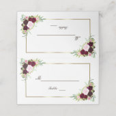 Royal Burgundy Marsala Floral Gold Table Number (Buitenkant ongevouwen)