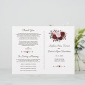 Royal Burgundy Pink Floral Gold Wedding Programme (Debout devant)