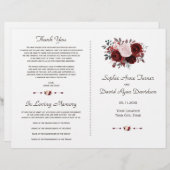 Royal Burgundy Pink Floral Gold Wedding Programme (Devant / Derrière)