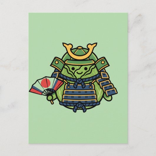 Royal Cabbage Samurai Warrior with War Fan Illustr Briefkaart (Voorkant)
