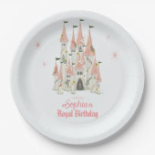 Royal Castle Birthday Party Borden roze Papieren Bordje (Voorkant)