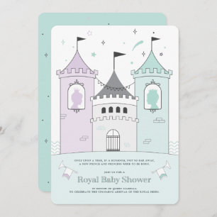 Royal Castle Boy Girl Twins Baby shower Invitation Kaart