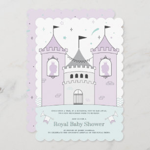 Royal Castle Girl Twins Baby shower Invitation